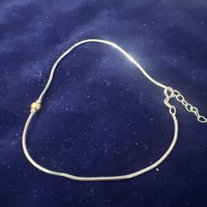 925 Sterling Silver  Chain Bracelet  Bead Italy 9.5"